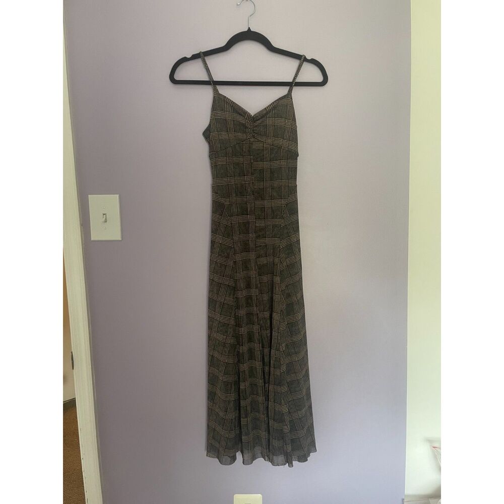Urban Outfitters Plaid Midi Slip Dress Spaghetti Strap Sweetheart Neckline S